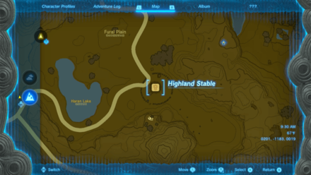 Zelda TotK Highland Stable Map Location