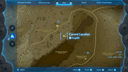 Zelda TotK - Snowfield Stable Koltin Location Map