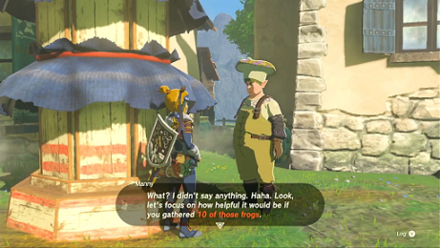 Zelda Tears of the Kingdom TotK - Manny asking for Hot-Footed Frogs