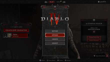 Diablo 4 Game Menu