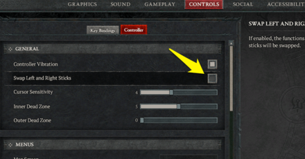 Diablo 4 - Swap Left and Right Sticks