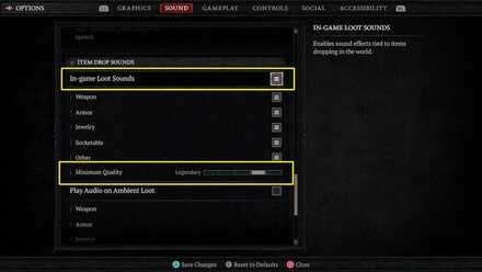 In-Game Loot Sounds Settings