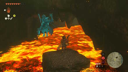 Zelda Tears of the Kingdom TotK - riding a stone platform to the Ember Shirt chest