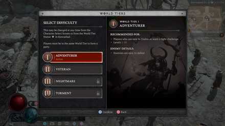 Diablo 4 - Start on World Tier 1