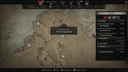 Diablo 4 - The Starving Strand Map View
