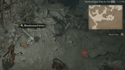 Diablo 4 - Bloodstained Letter Not Starting Blood and Sweat