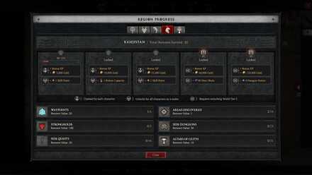 Diablo 4 - Kehjistan Renown Region Progress Screen
