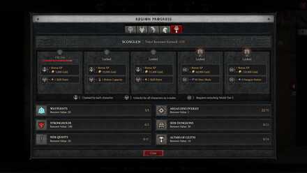 Diablo 4 - Scosglen Renown Region Progress Screen