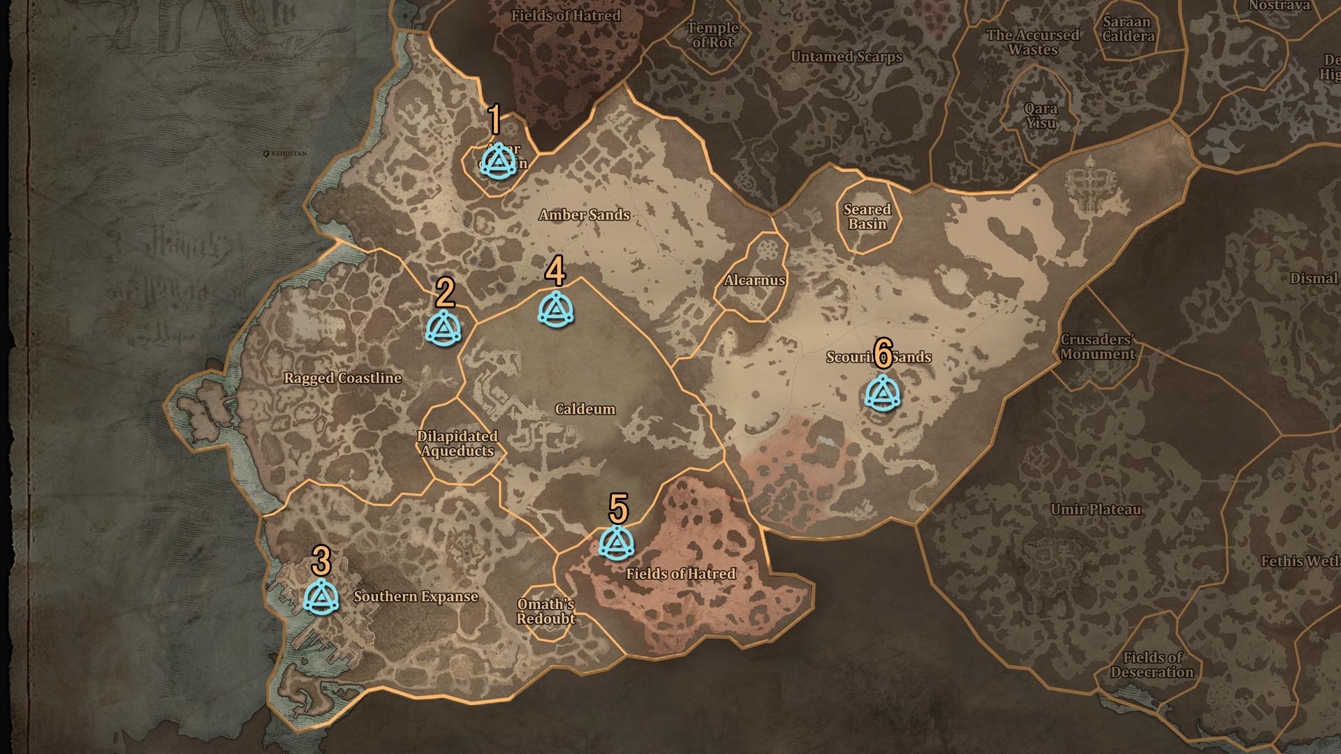 Kehjistan Waypoint Locations Map