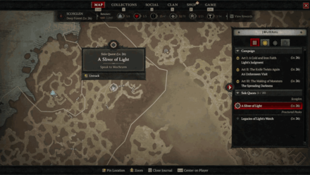 Diablo 4 - A Sliver of Light Map View