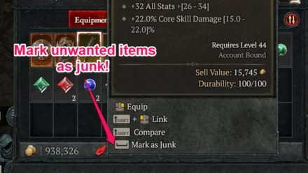Diablo 4 - Mark Unwanted Items as Junk