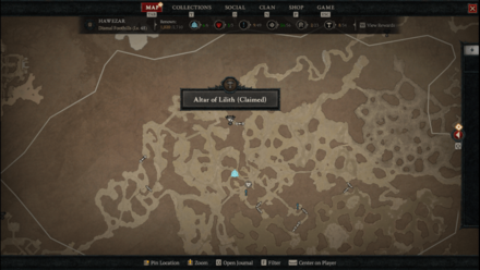 Diablo 4 - Altar of Lilith #65 Hawezar Dismal Foothills Map