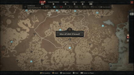 Diablo 4 - Altar of Lilith #66 Hawezar Dismal Foothills Map