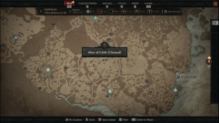 Diablo 4 - Altar of Lilith #85 Hawezar Fethis Wetland Map