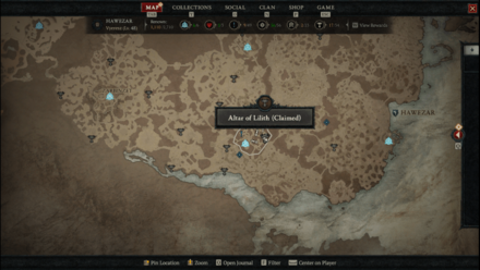 Diablo 4 - Altar of Lilith #93 Hawezar Vyeresz Map
