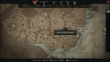 Diablo 4 - Altar of Lilith #78 Hawezar Forsaken Coast Map