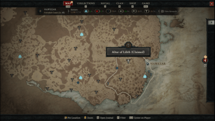 Diablo 4 - Altar of Lilith #79 Hawezar Forsaken Coast Map