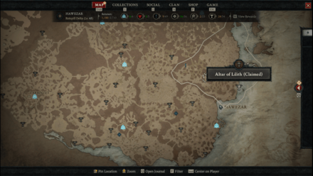 Diablo 4 - Altar of Lilith #74 Hawezar Rotspill Delta Map