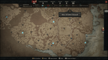 Diablo 4 - Altar of Lilith #82 Hawezar Blightmarsh Map