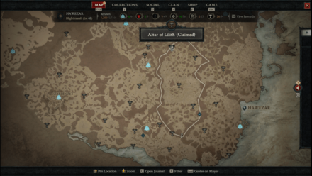 Diablo 4 - Altar of Lilith #83 Hawezar Blightmarsh Map