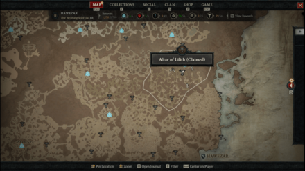Diablo 4 - Altar of Lilith #71 Hawezar The Writhing Mire Map