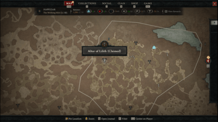 Diablo 4 - Altar of Lilith #73 Hawezar The Writhing Mire Map