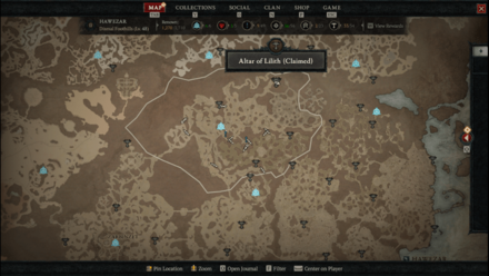 Diablo 4 - Altar of Lilith #68 Hawezar Dismal Foothills Map