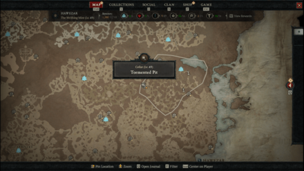 Diablo 4 - Tormented Pit Hawezar The Writhing Mire Map