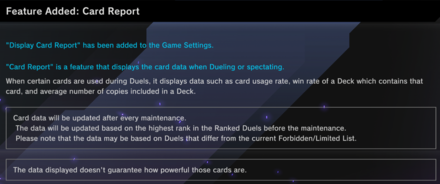Master Duel - Card Report Quality of Life Addition