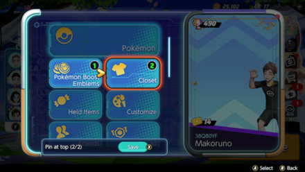 Pokemon UNITE - Edit Menu Screen and Pin 2 Buttons