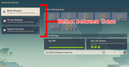 Genshin - How to Make Custom Domains - Select from blank preset or import
