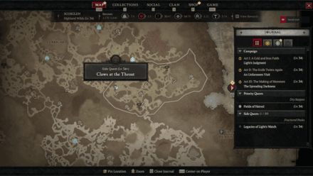 Diablo 4 - Claws at the Throat Map View