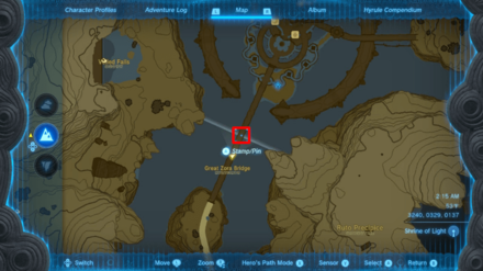 TOTK - Secret Treasure under the Great Fish - Great Bridge and Waterfall