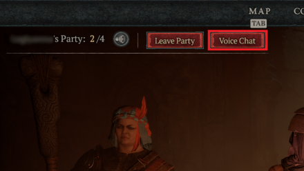 Diablo 4 - Select the Voice Chat Button