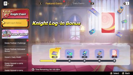 Pokemon UNITE - Knight Log-In Bonus Event Front