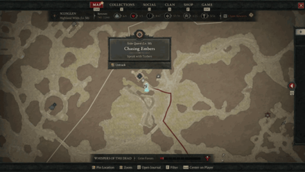 Diablo 4 - Chasing Embers Map View