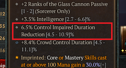 Diablo 4 - Wear Gear with Control Impaired Duration Reduction