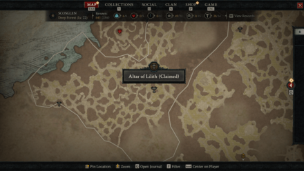 Diablo 4 - Altar of Lilith #128 Scosglen Deep Forest Map