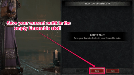 Diablo 4 - Save Outfit in Empty Ensemble Slot