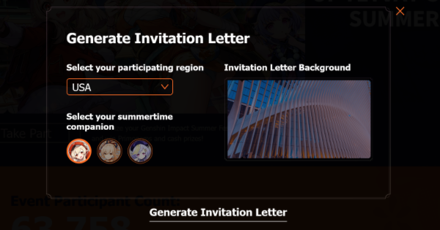 Genshin - Summer Festival 2023 - create invitation letter
