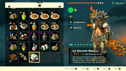 Tears of the Kingdom TOTK - Frozen Gourmet Meat Duplication Glitch Step 6b