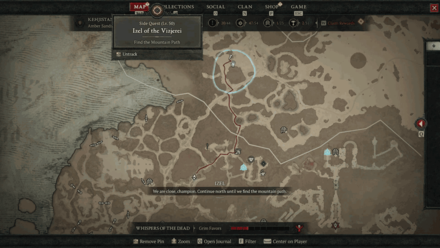 Diablo 4 - Mountain Path Map View