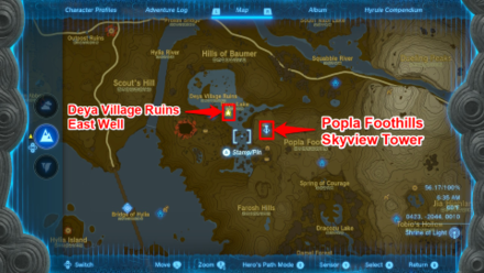 Zelda TotK Popla Foothills Skyview Tower to Deya Village Ruins East Well
