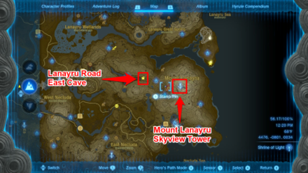 Zelda TotK Mount Lanayru Skyview Tower to Lanayru Road East Cave