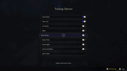 FF16 - Training Options Menu
