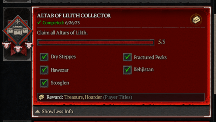 Diablo 4 - Altar of Lilith Collector Challenge