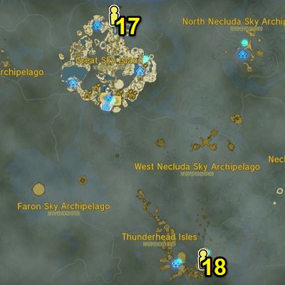 Tears of the Kingdom TOTK - Sky Map All Goddess Statue Locations