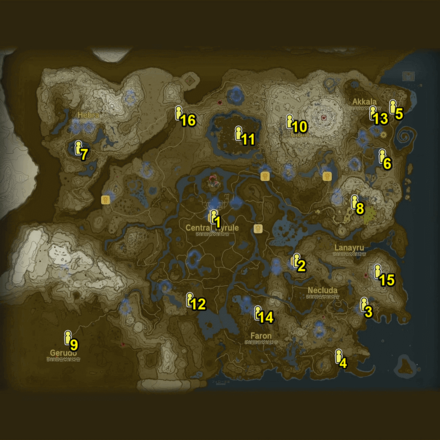 Tears of the Kingdom TOTK - Surface Map All Goddess Statue Locations