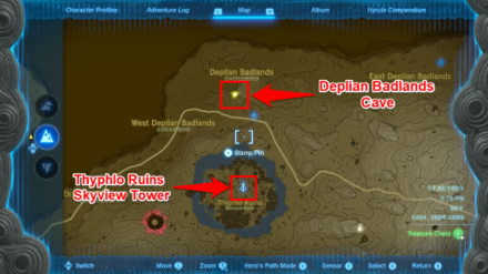 Zelda TotK Thyphlo Ruins Skyview Tower to Deplian Badlands Cave