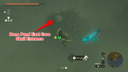 Zelda TotK Bone Pond East Cave Skull Entrance